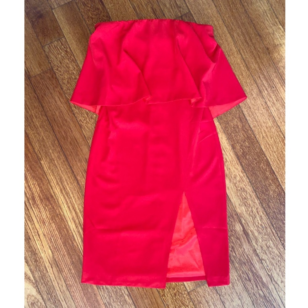 Do + Be Red Strapless Side Slit Dress